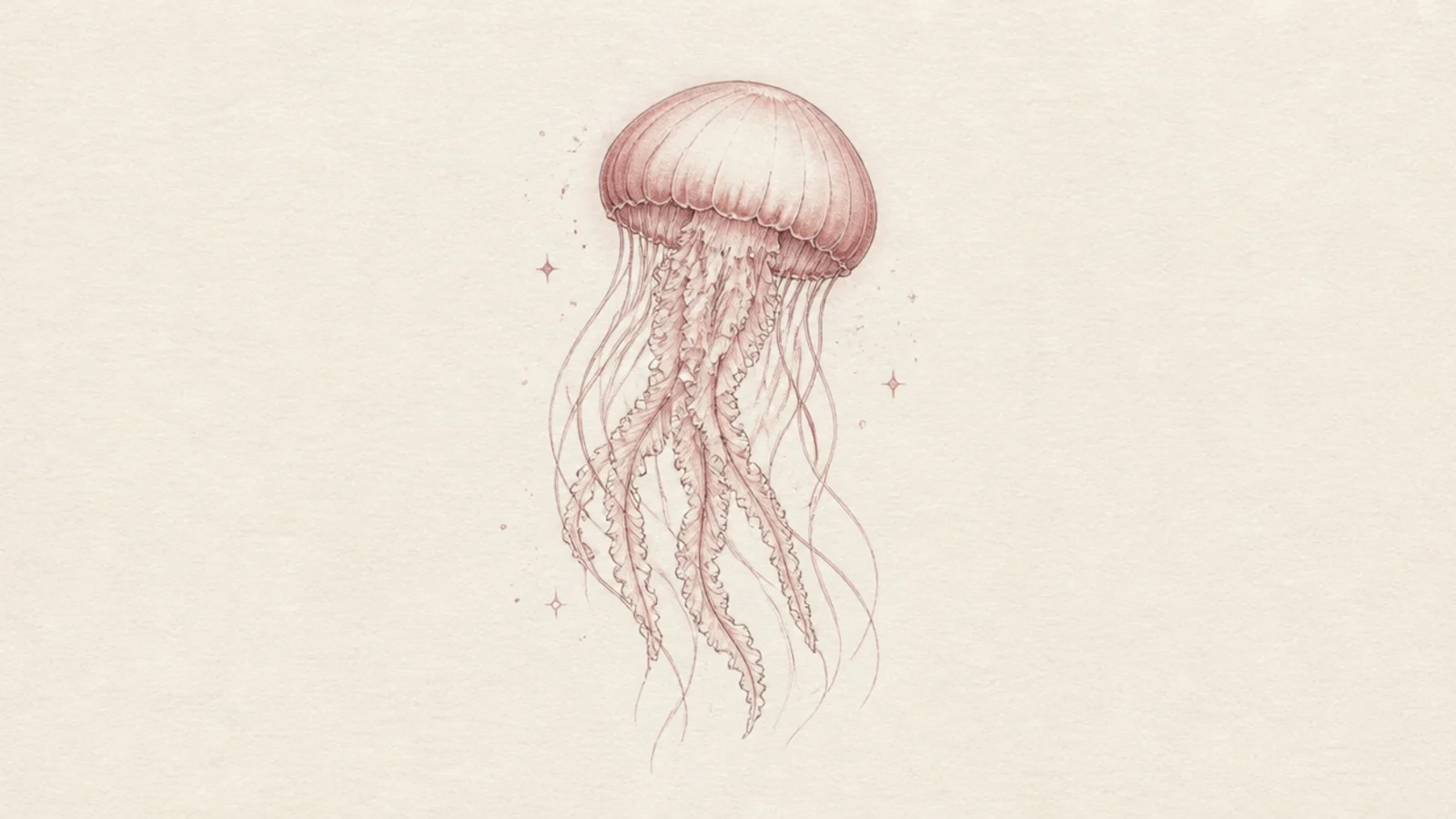 A jellyfish in soft muted dusty rose tones