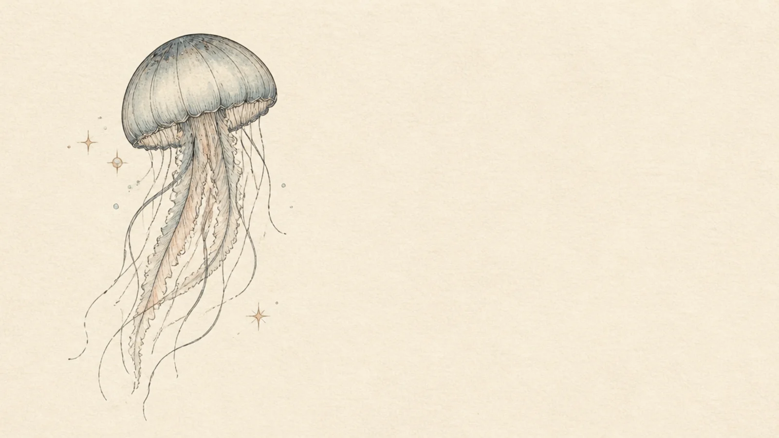A small jellyfish drawn beside empty space left for a handwritten quote