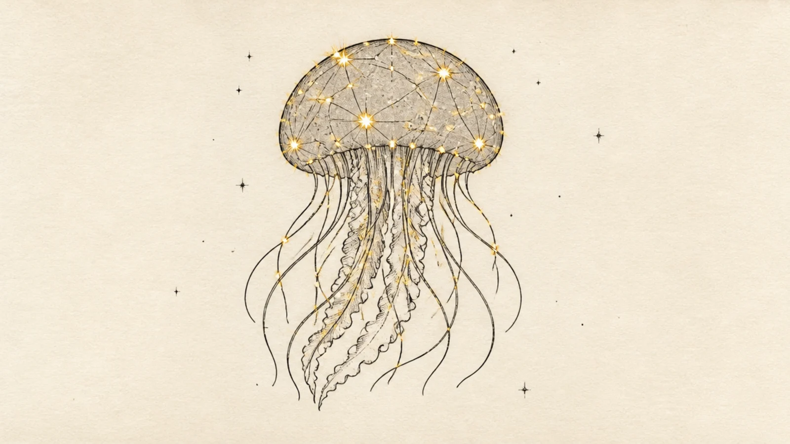A jellyfish drawn as a star constellation with connected dots