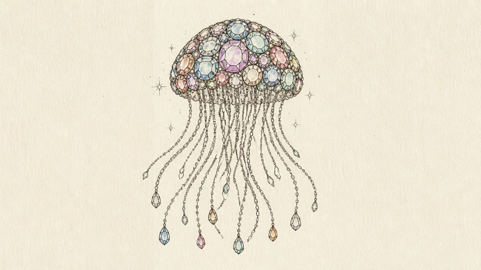 A jellyfish bell made of a cluster of small gemstones