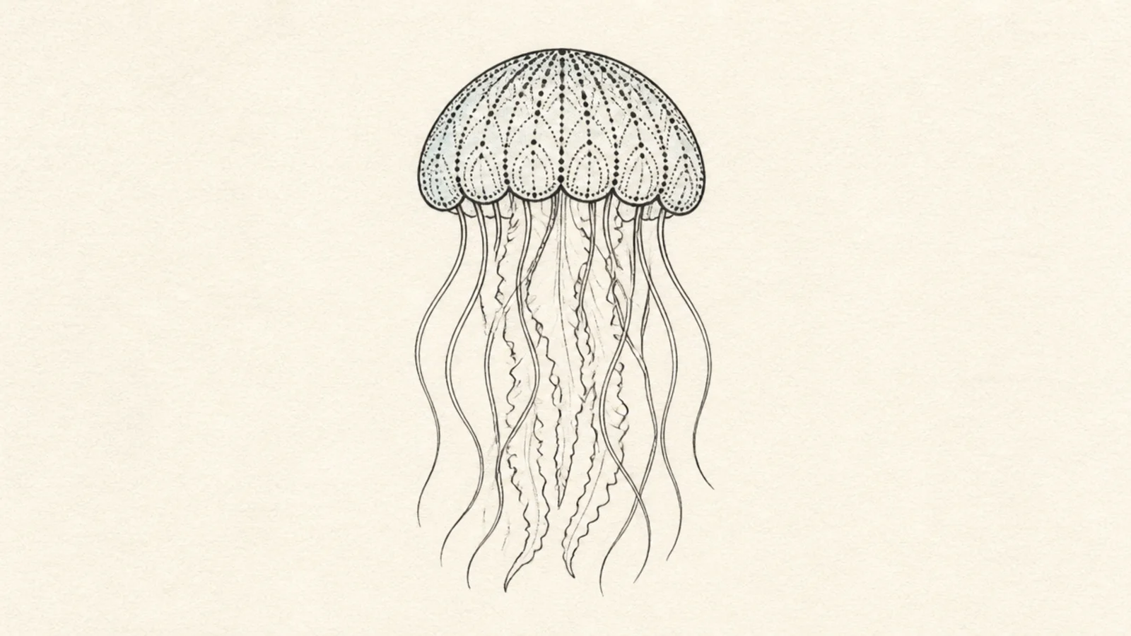 The jellyfish with a simple dot-and-line pattern filling the bell