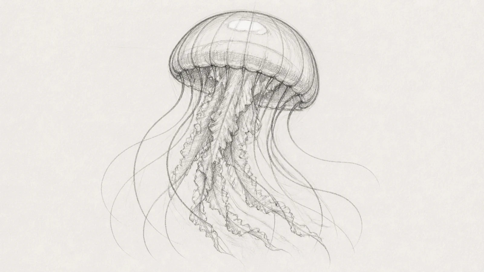 A loose, light, sketchy jellyfish with visible construction lines