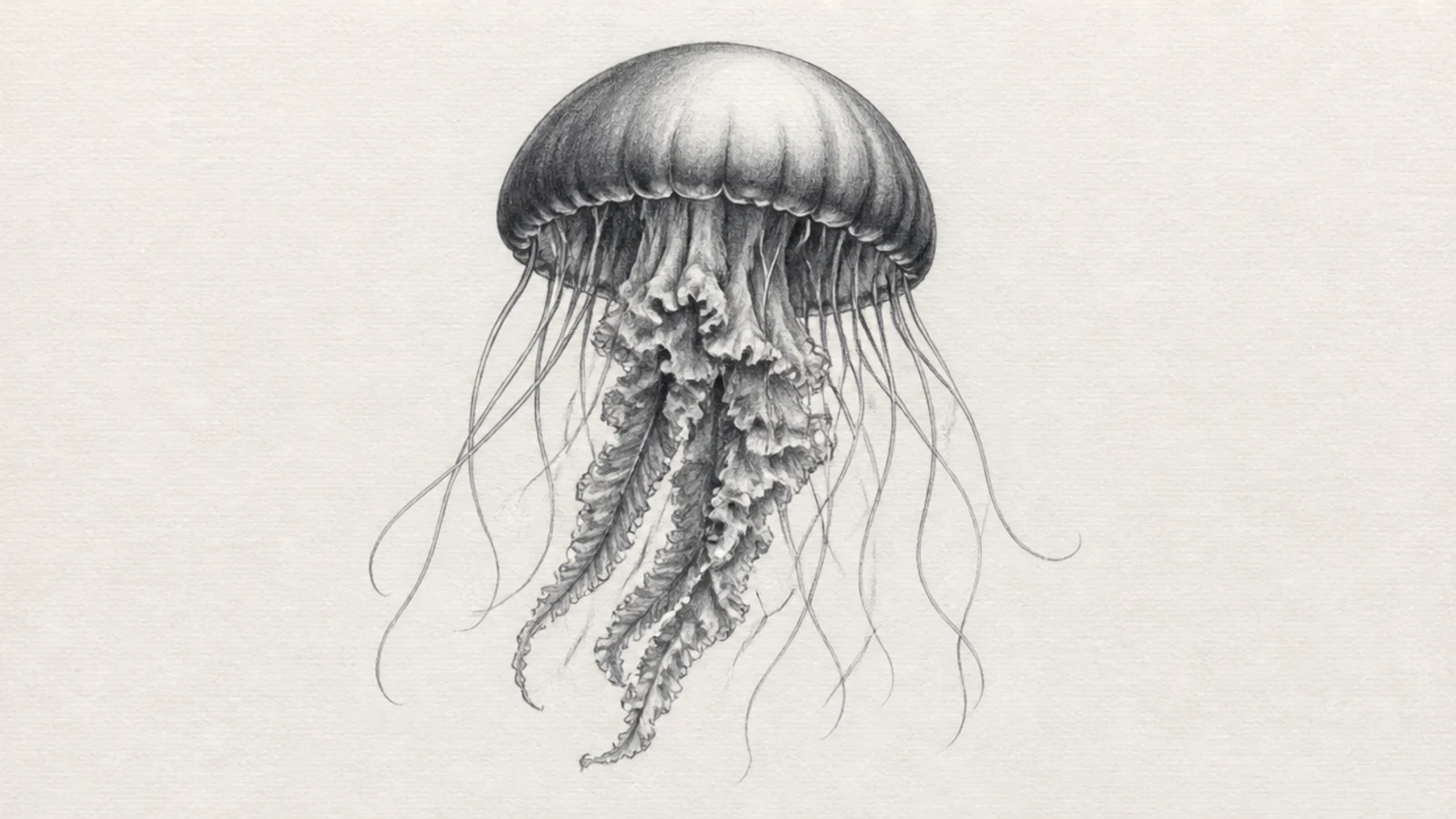 A dramatic jellyfish with very dark darks and bright white highlights