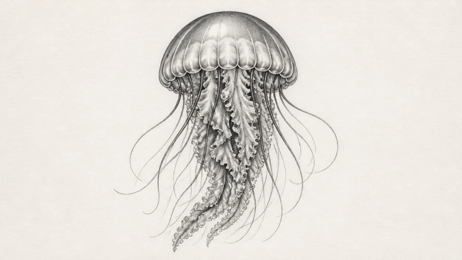 A jellyfish shaded to show a smooth full range of pencil values