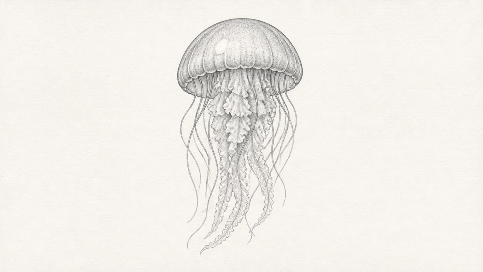 A clean minimal jellyfish in simple pencil line with no shading