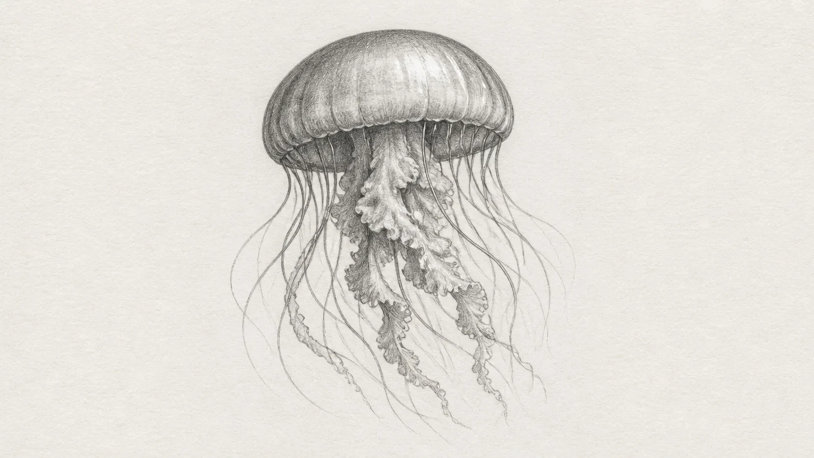 A jellyfish shaded on rough paper for a grainy tooth texture