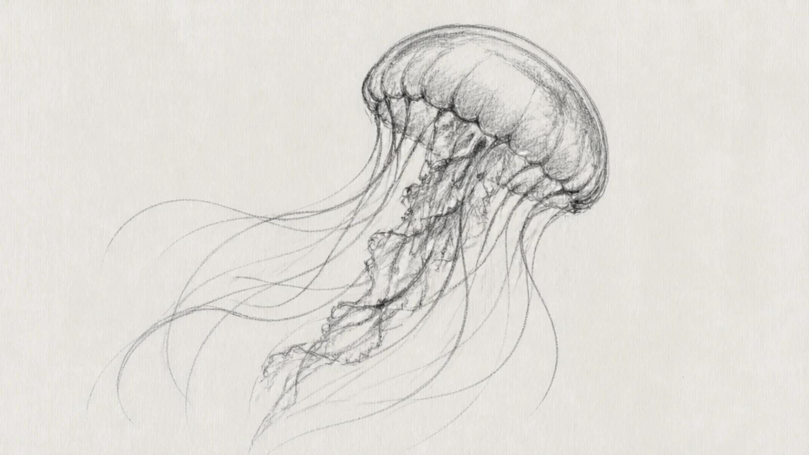 A fast, energetic gesture sketch of a drifting jellyfish