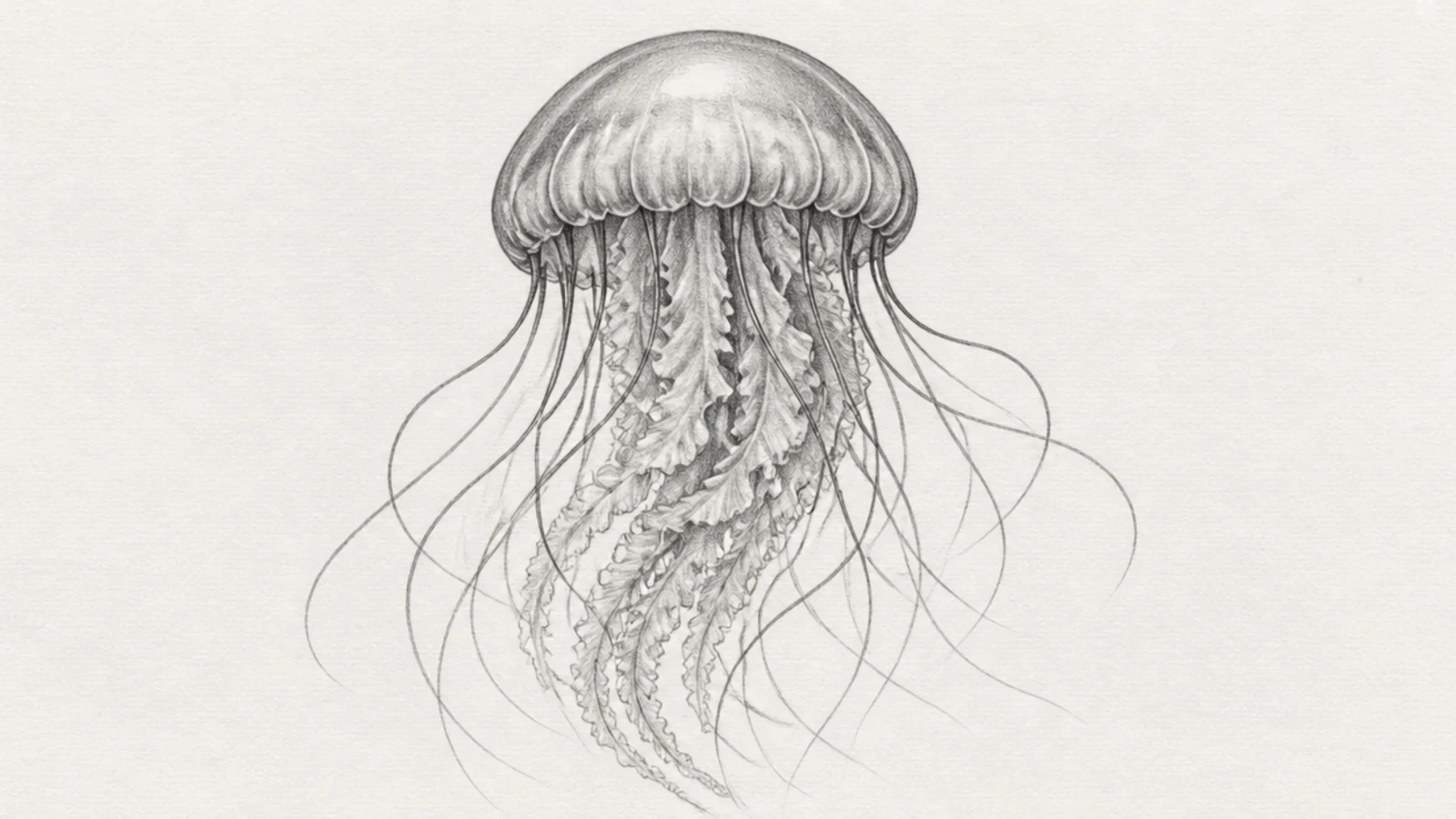 A fully finished, detailed and polished graphite jellyfish drawing