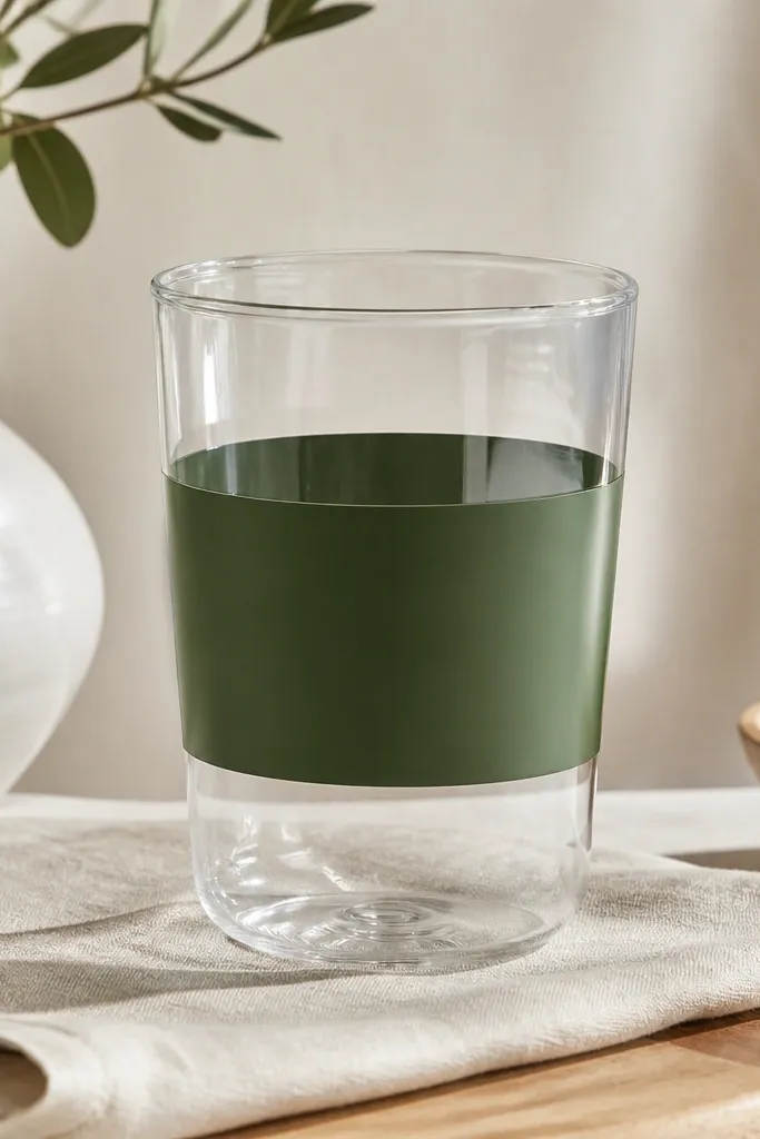 A clear acrylic tumbler with a single bold color block painted around the center. The paint has sharp edges, and the tumbler shows a clean matte finish on the painted band.