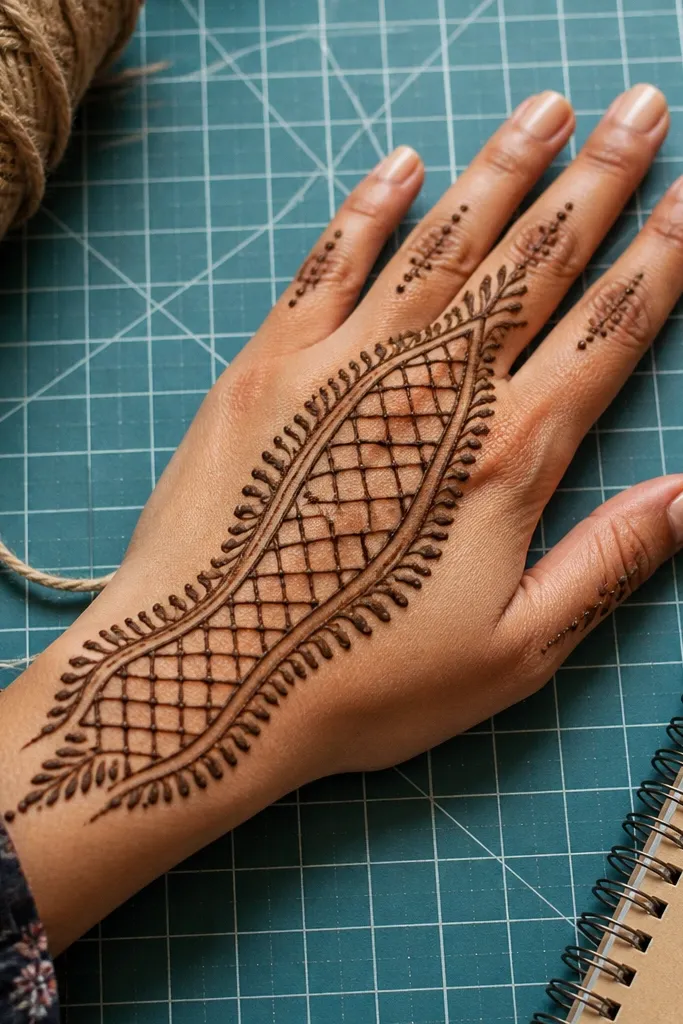 Small vertical lattice strip with two curved arcs on sides