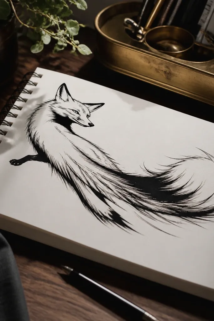 Fox tail as main subject with a feathered tip and soft shading