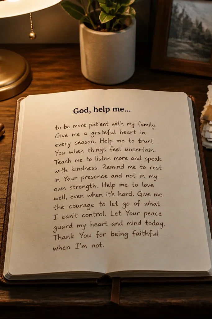 Journal page with a stamped one-line prompt and a large blank space for writing.