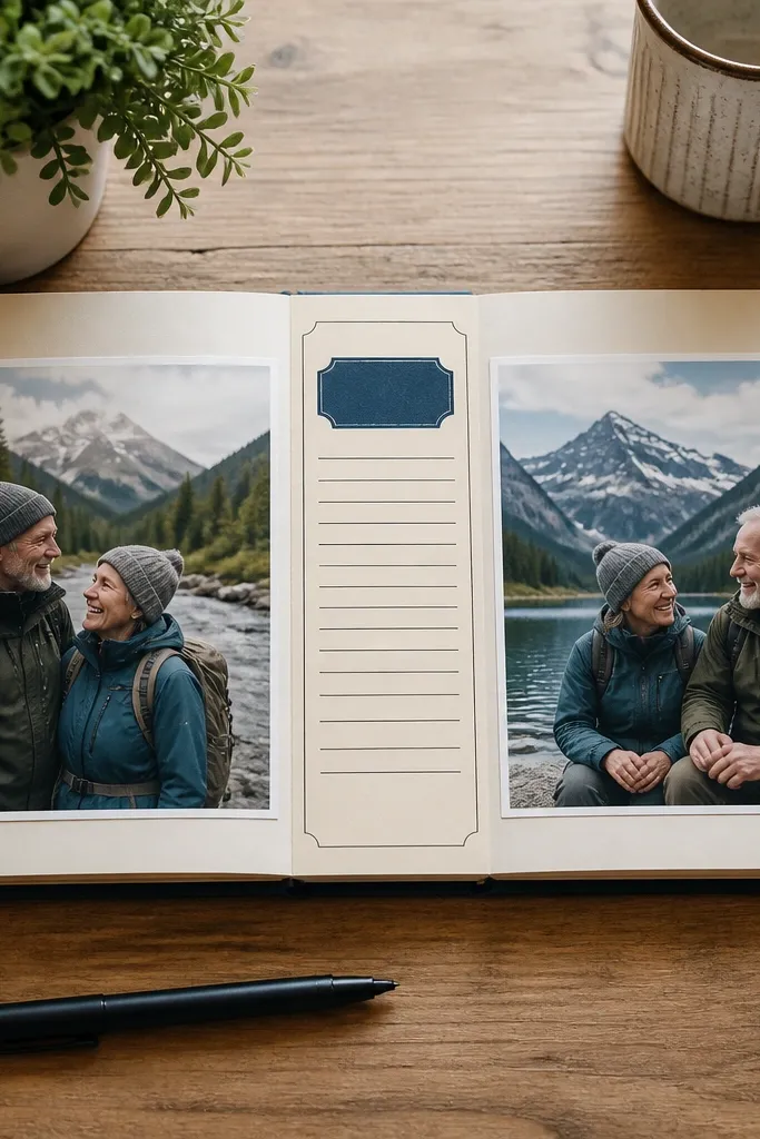 Two photos side by side with a narrow strip of handwritten text centered below