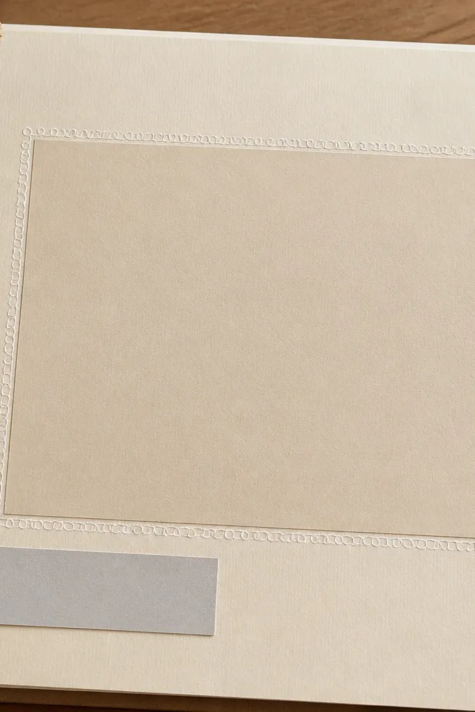 A mat with a drawn stitched border around it in a contrasting color