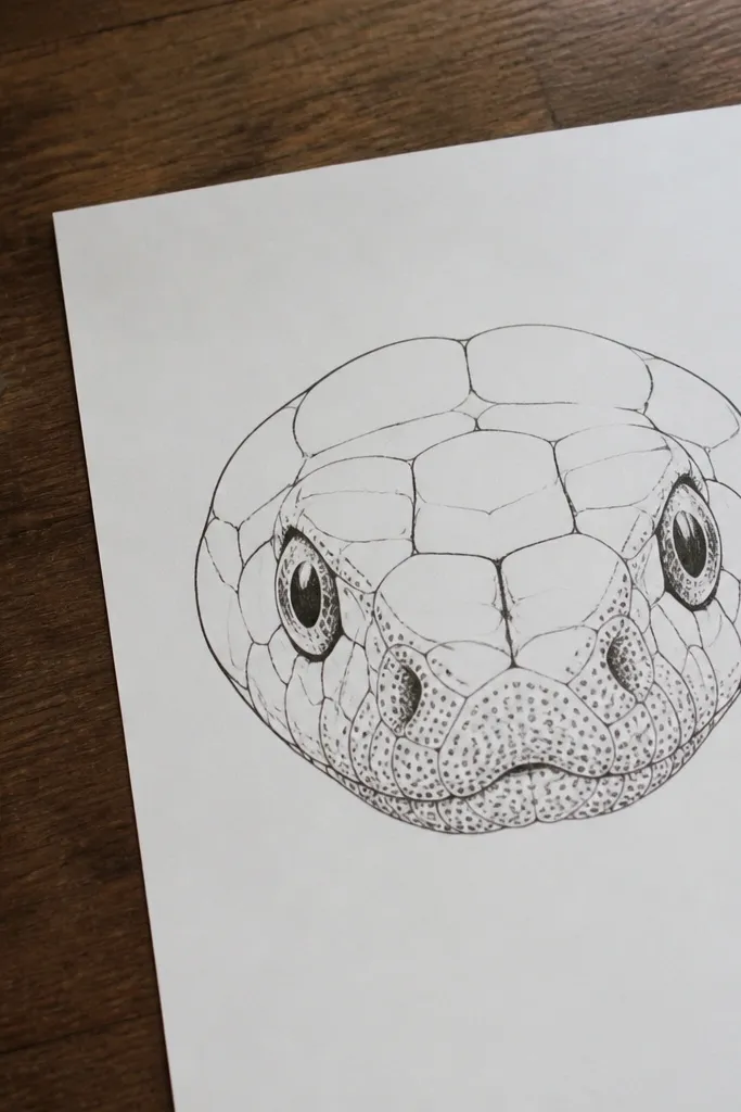 Large snake head with small dot scales around the mouth and chin