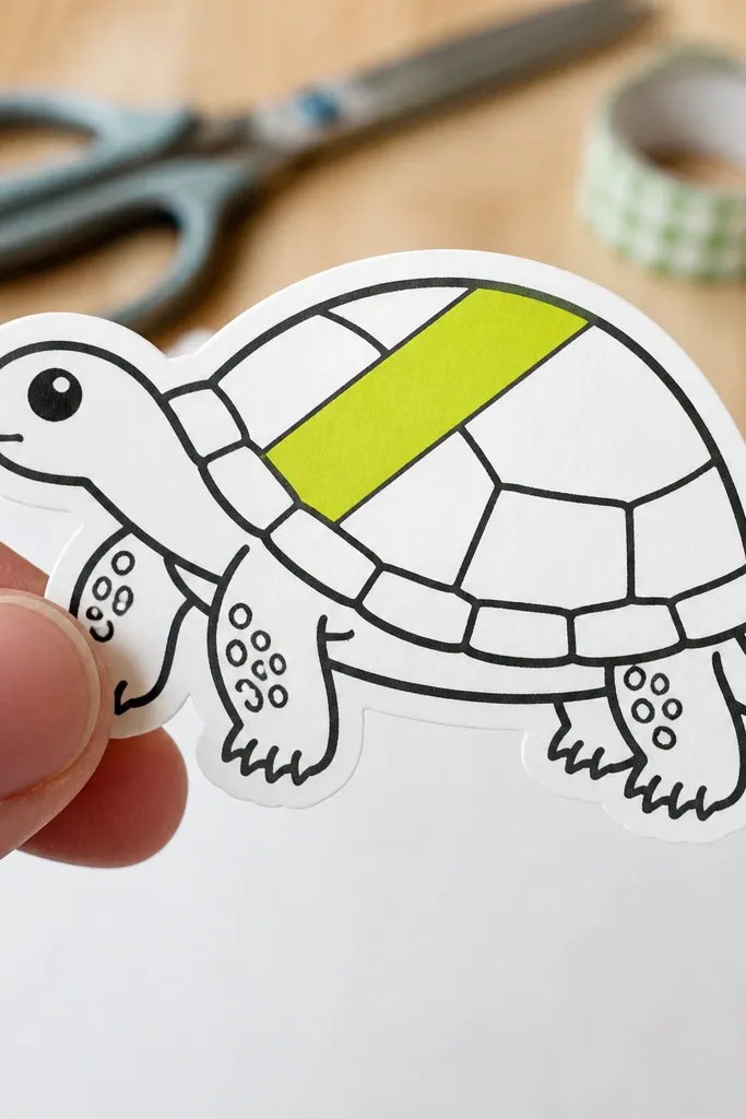 A turtle with clean outline and one accent color on the shell