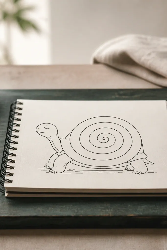 A turtle shell with one flowing spiral pattern