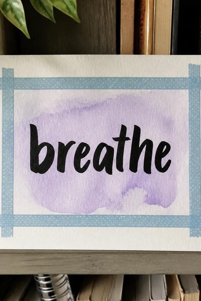 Washi tape forms a window frame with one bold word in the center
