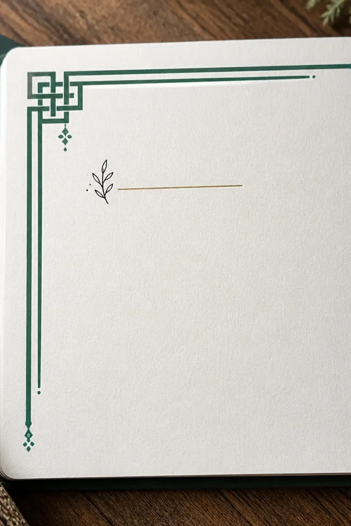 An oversized corner frame with lots of blank negative space and a small note