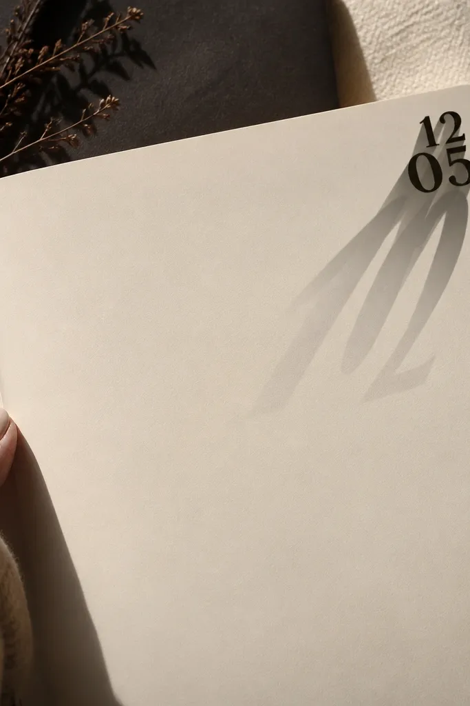 A stamped date in the corner with an oversized shadow effect