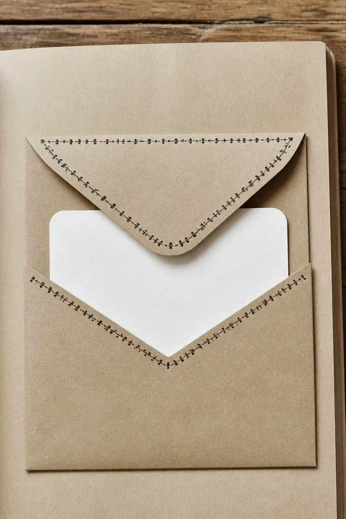 An envelope-shaped pocket with a small message card inside