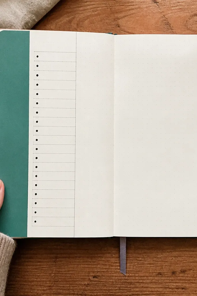 A colored margin block with a handwritten bullet list beside it