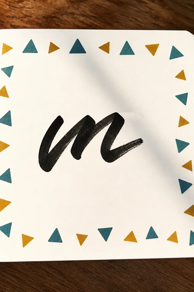 A border made of small triangles around a central bold word