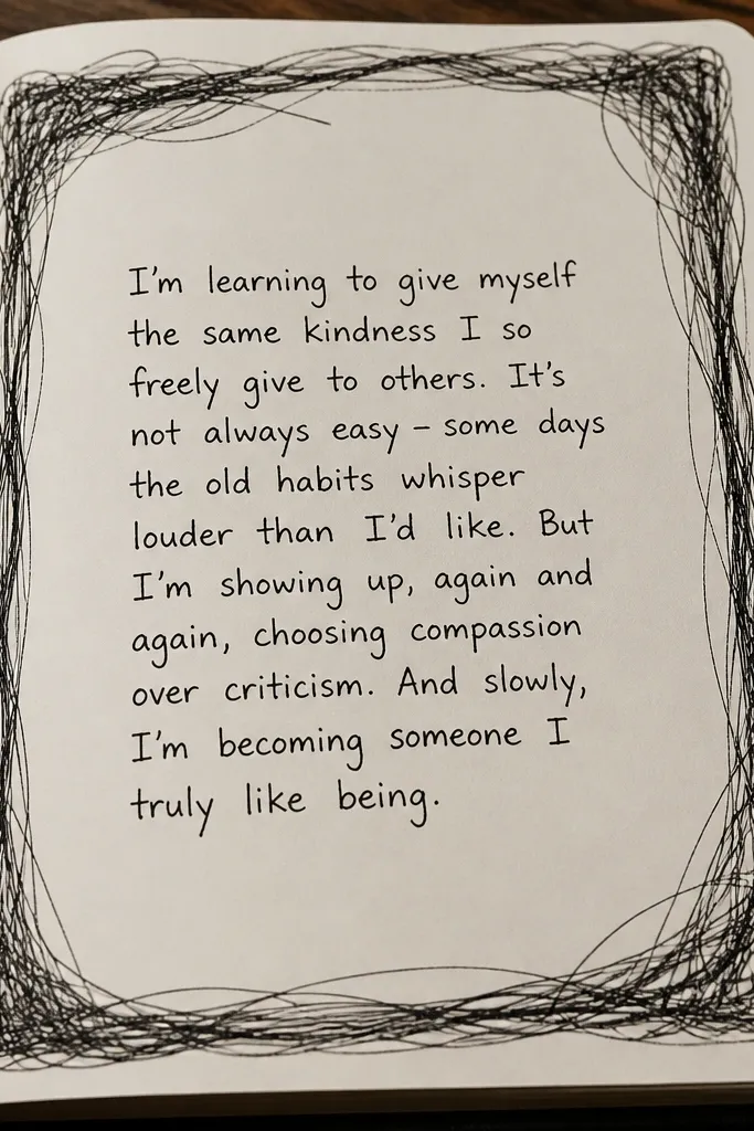 Loose scribble border around a centered paragraph of reflection text