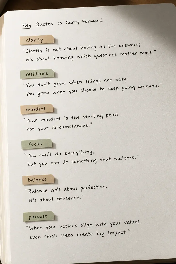 Layered paper tabs pointing to highlighted quote lines