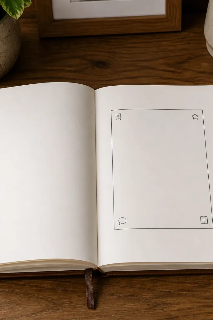 Central quote block with three small icons in corners.