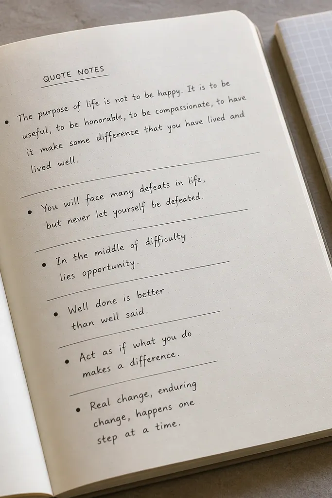 Quote notes with staggered bullets and a wider first line block at top.
