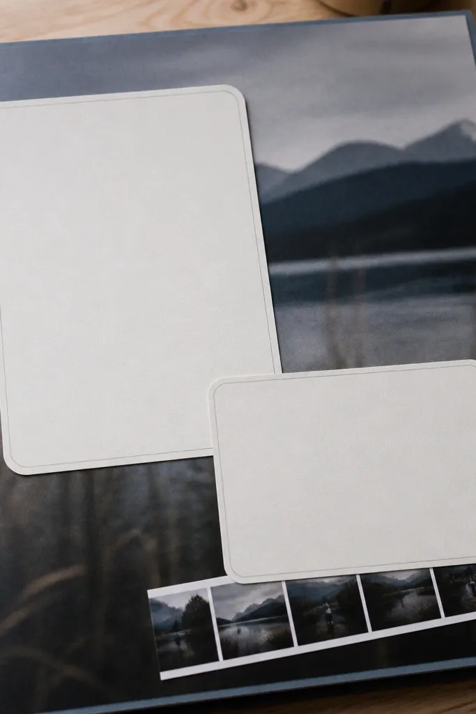 Text cards over a blurred background with a clean title