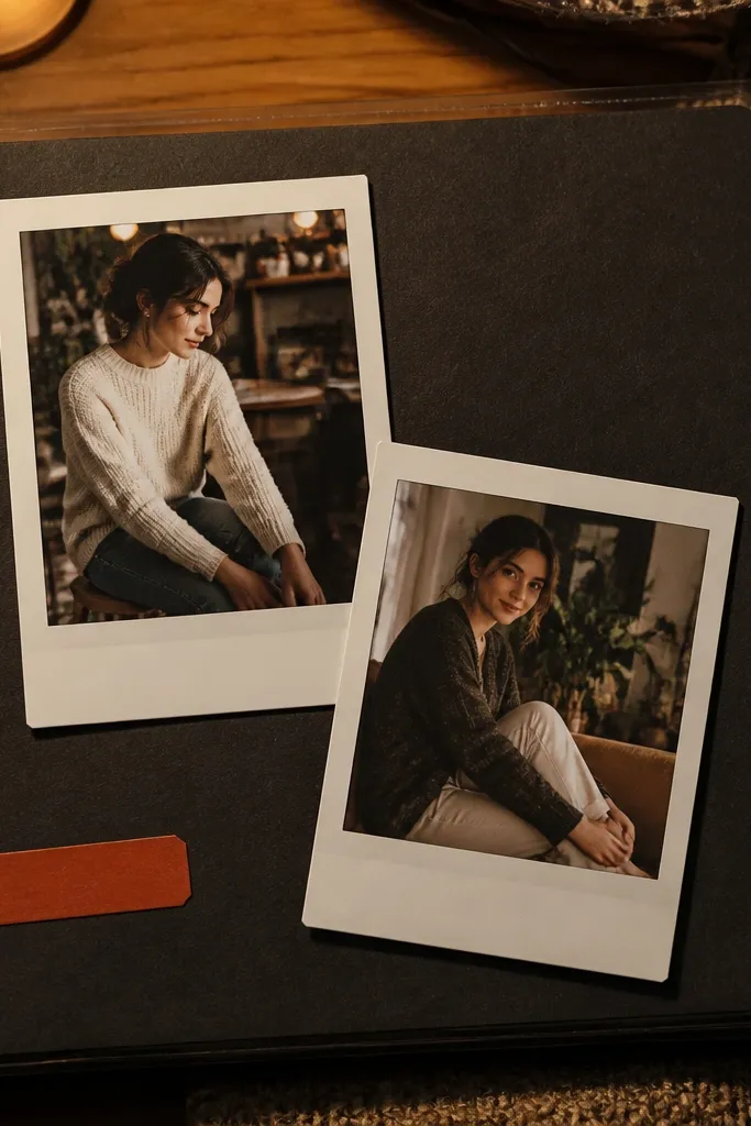 Two polaroid-style frames overlapping with slight shadow offsets
