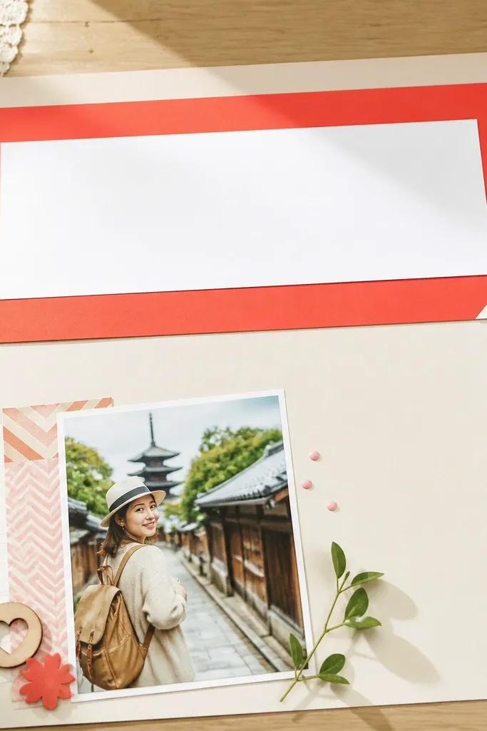 Bold color title banner across the top with a corner overlay beneath