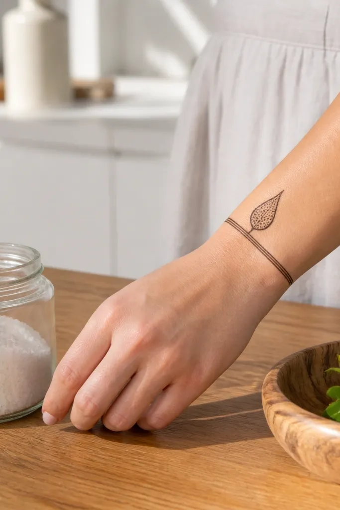 Wrist has a thin mehndi band and a single teardrop in the middle of the back hand