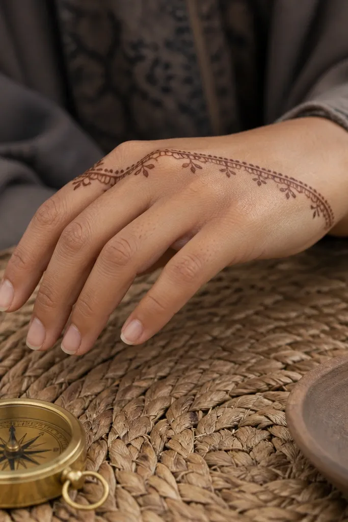 A curved line across knuckles with tiny petal marks between each finger
