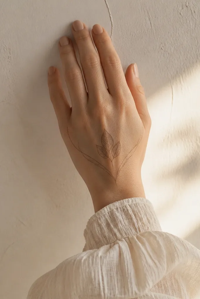 Back hand has a three-leaf motif in the center with thin arcs on both sides