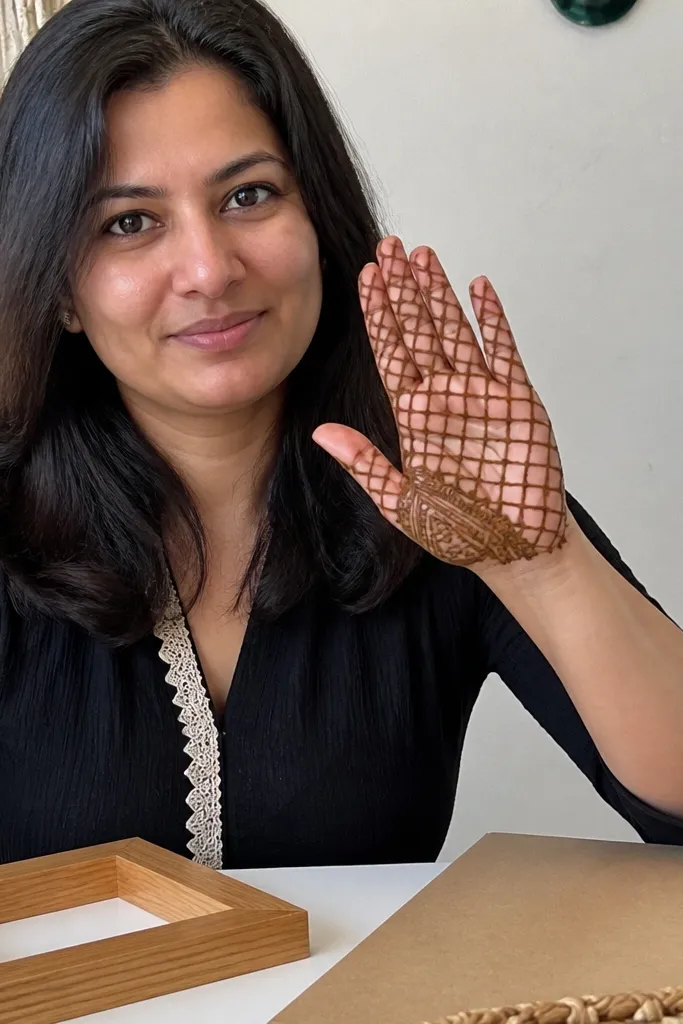 Lattice square on palm with open lines toward thumb corner