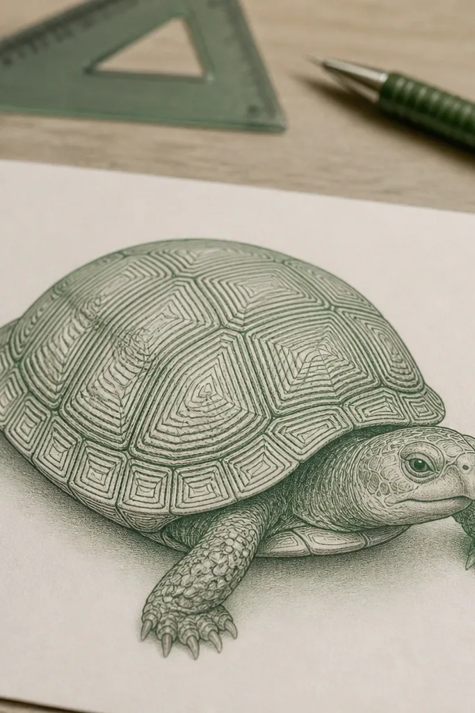 Turtle shell filled with contour lines like a topographic map