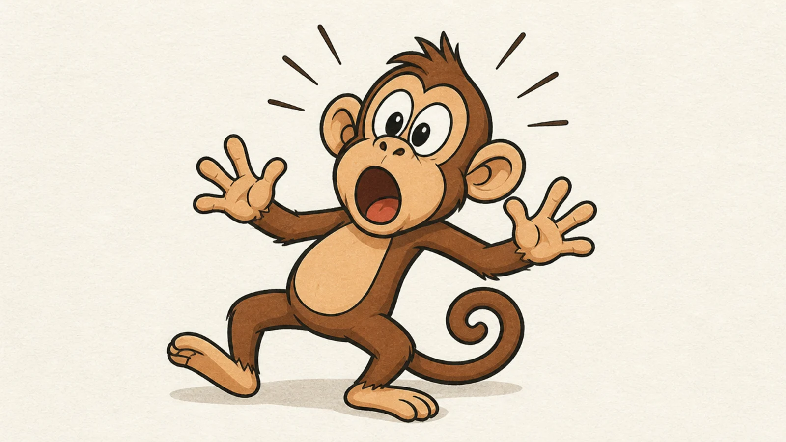 A cartoon monkey with a shocked open-mouthed expression