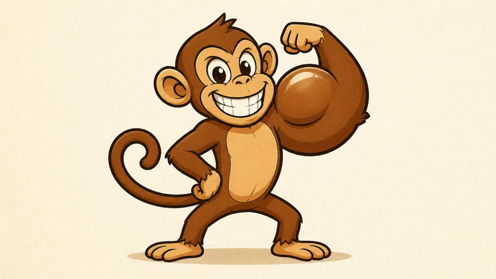 A cartoon monkey flexing a big cartoon bicep