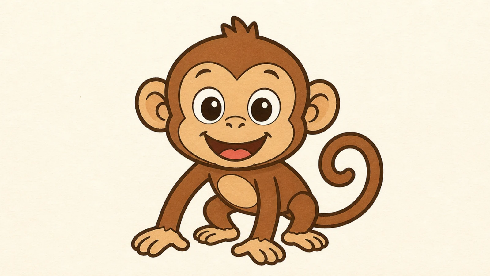 A beginner monkey drawn in a bold cartoon style