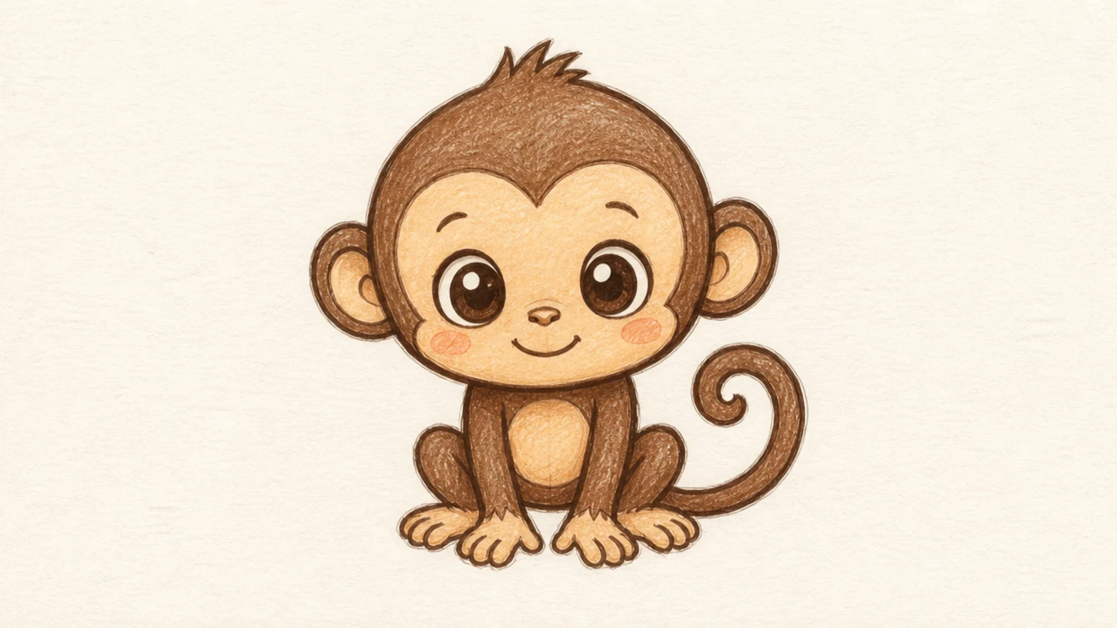 A beginner monkey drawn in a cute chibi style