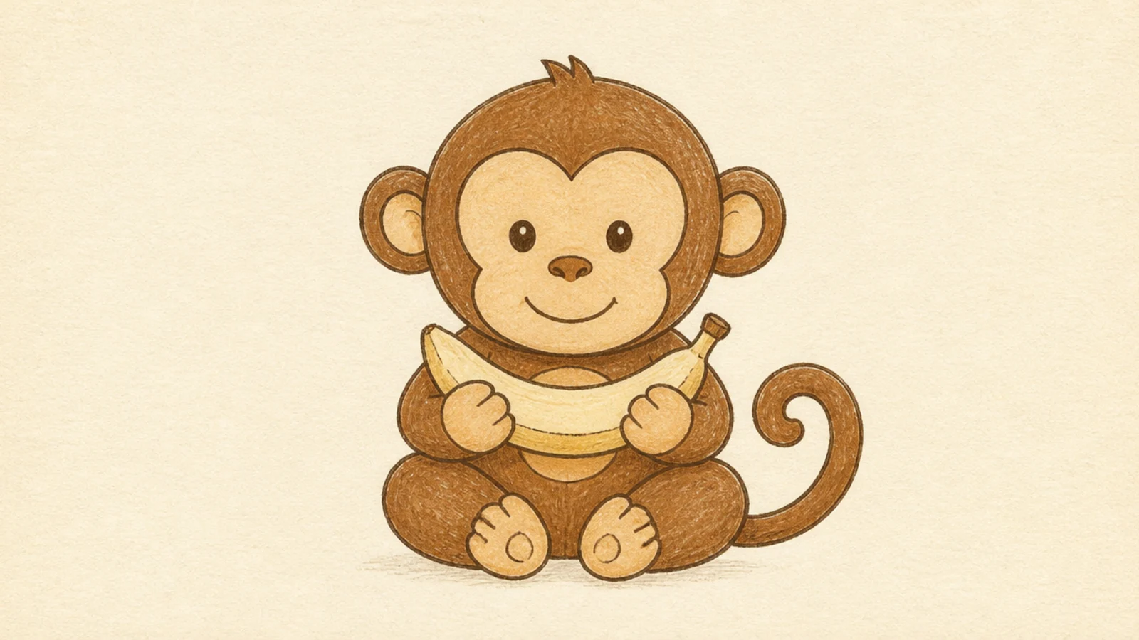 An easy monkey holding a banana in both hands