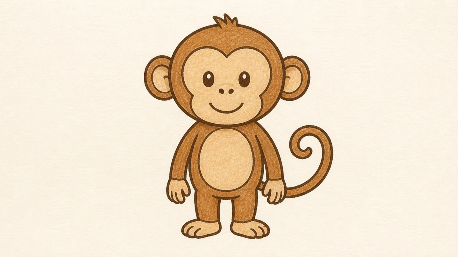 An easy monkey standing upright on two legs