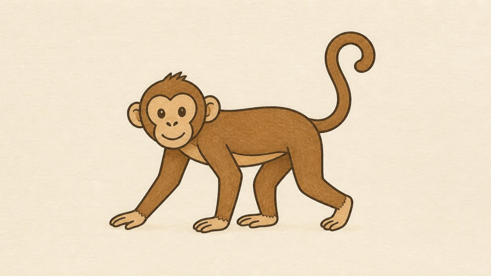 An easy monkey walking on all fours