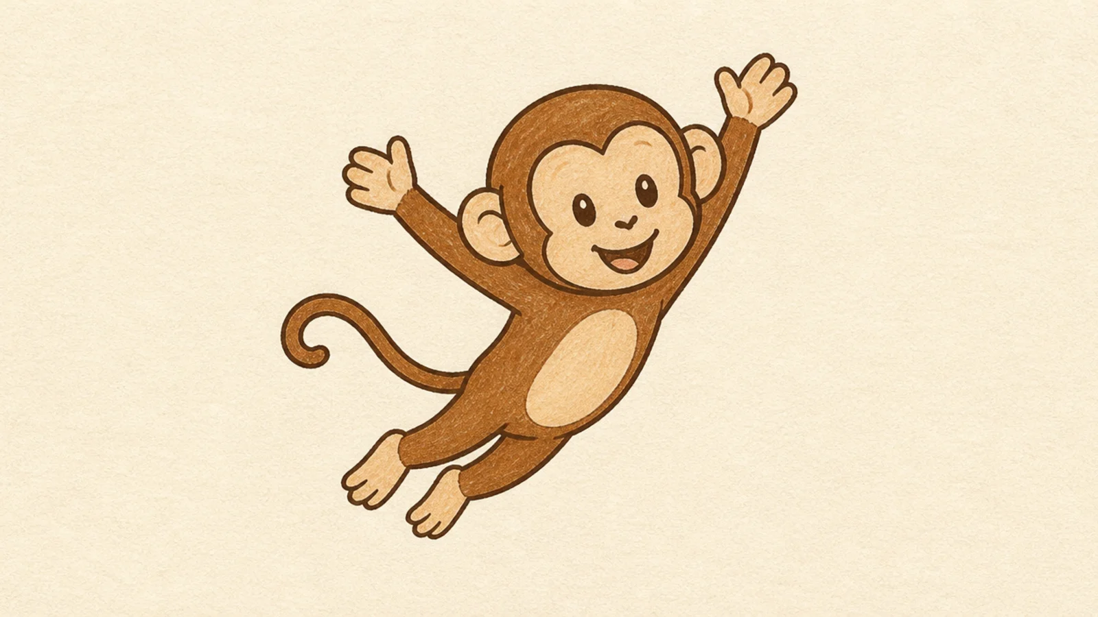 An easy monkey leaping through the air with limbs spread