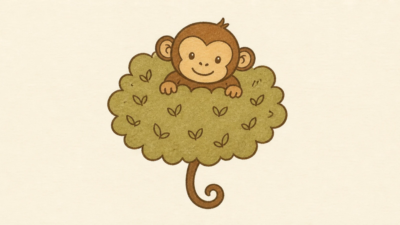 An easy monkey sitting among the leaves of a treetop