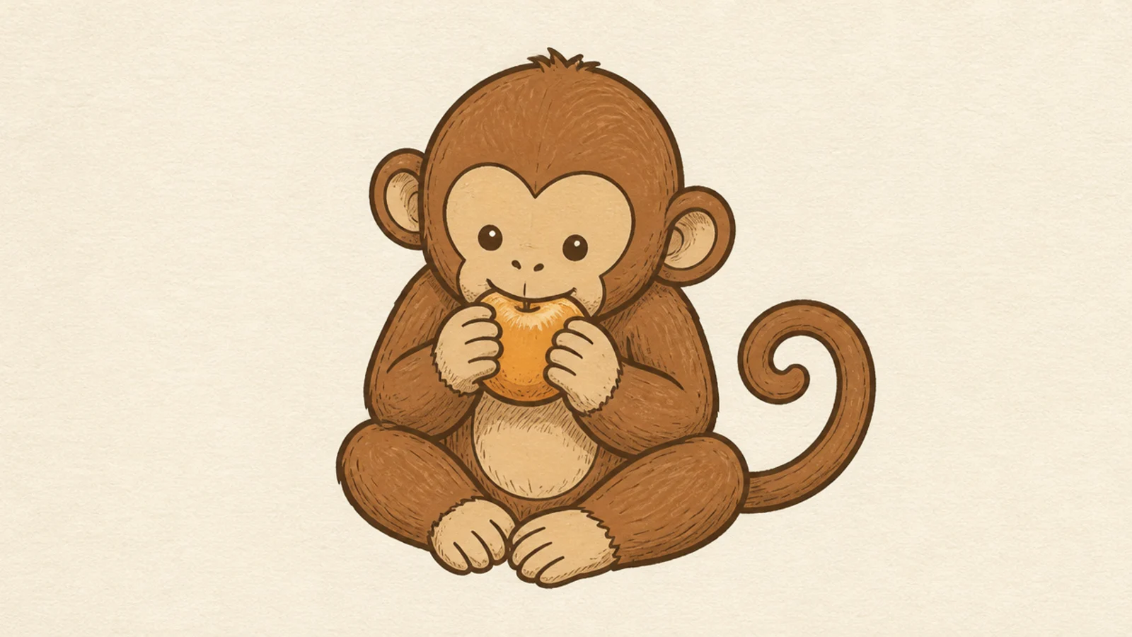 An easy monkey holding fruit up to its mouth