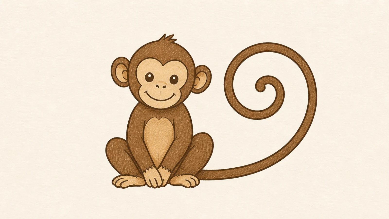 An easy monkey with an oversized curling spiral tail